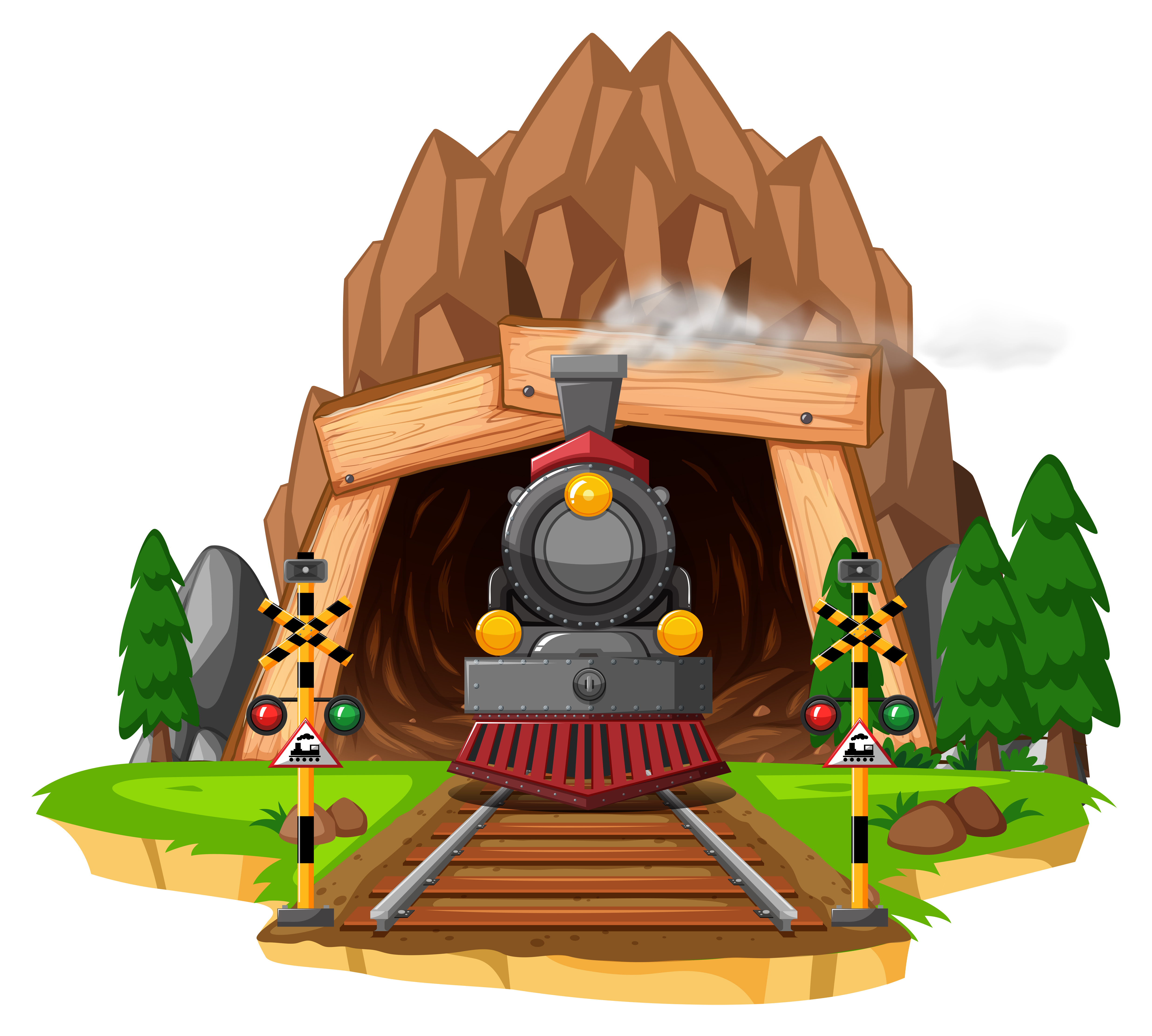 Szene Mit Lokomotive Auf Eisenbahn Download Kostenlos Vector Clipart Graphics Vektorgrafiken Und Design Vorlagen