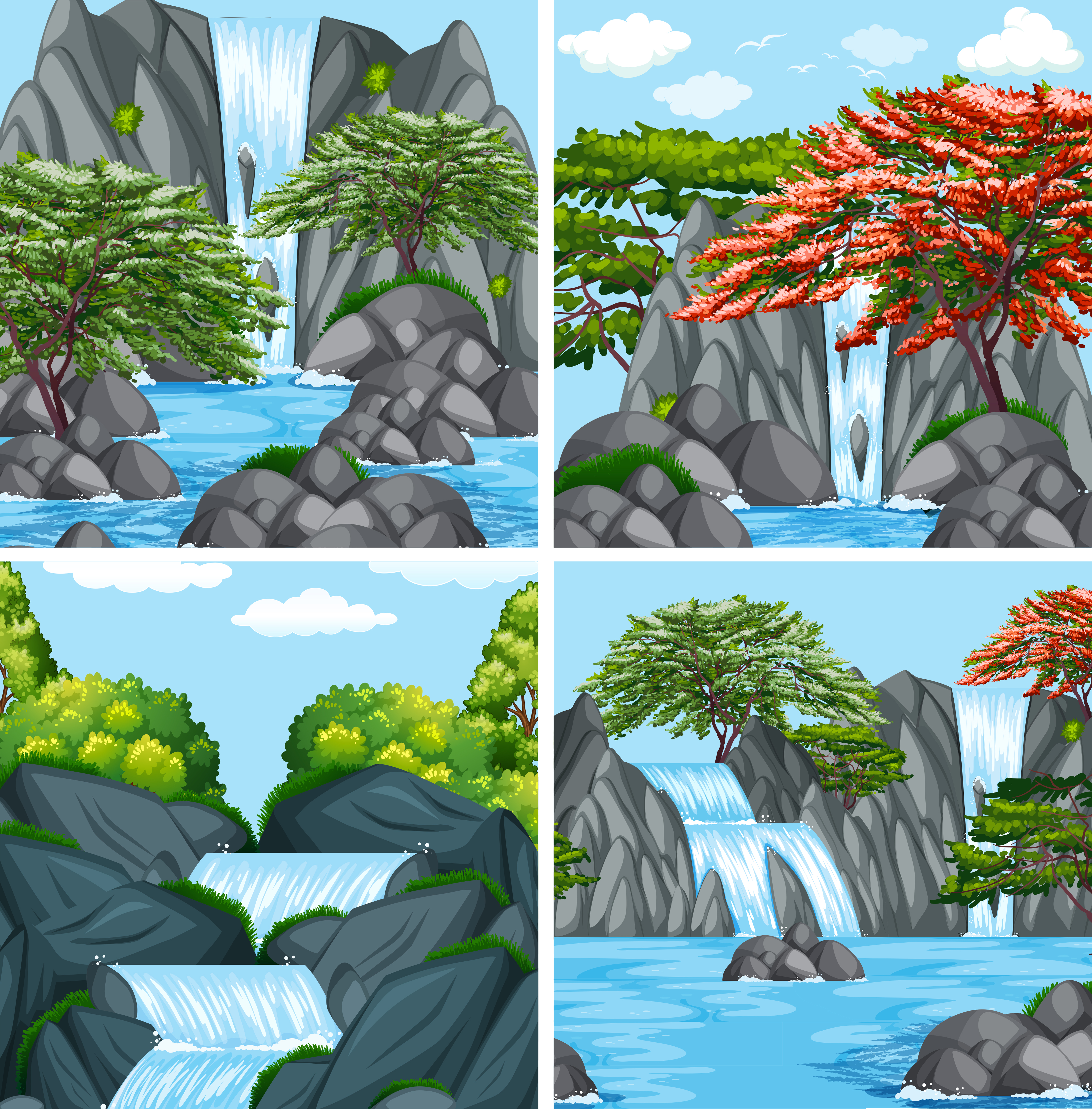 Eine Reihe Von Schonen Wasserfall Download Kostenlos Vector Clipart Graphics Vektorgrafiken Und Design Vorlagen