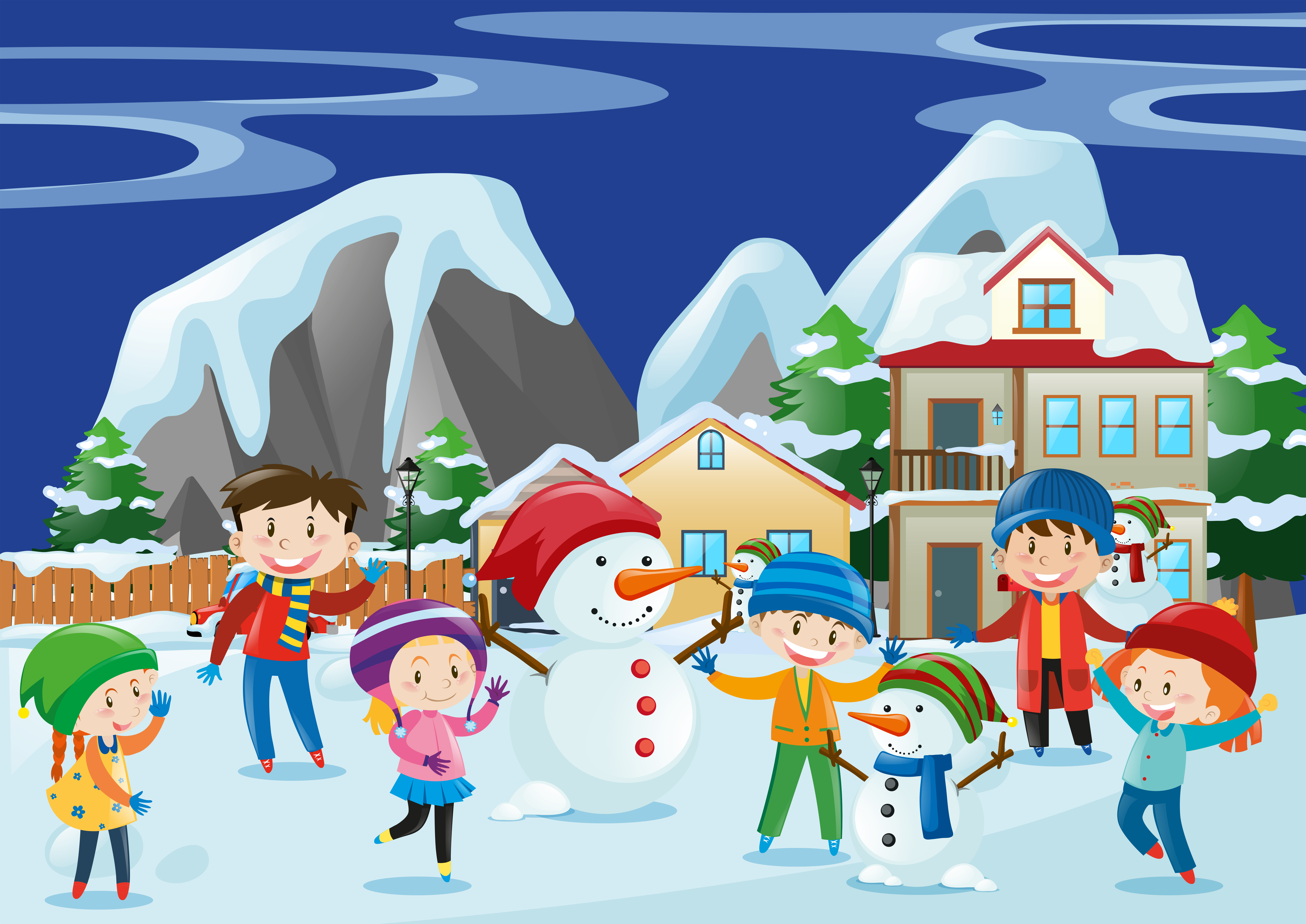 Kinder Die Im Winter Schnee Spielen Download Kostenlos Vector Clipart Graphics Vektorgrafiken Und Design Vorlagen