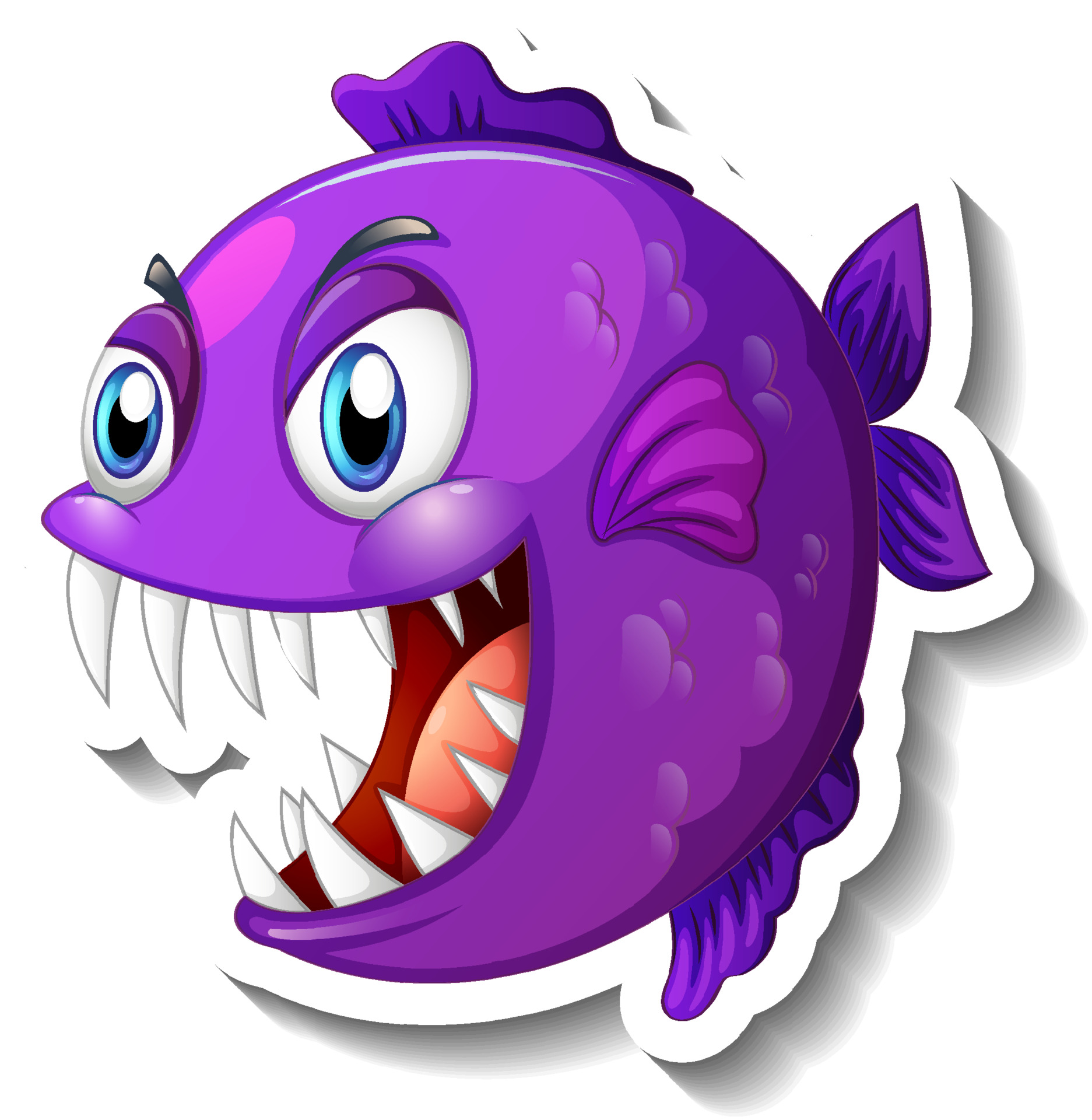 wütender Piranha-Fisch-Cartoon-Aufkleber 3698835 Vektor Kunst bei Vecteezy