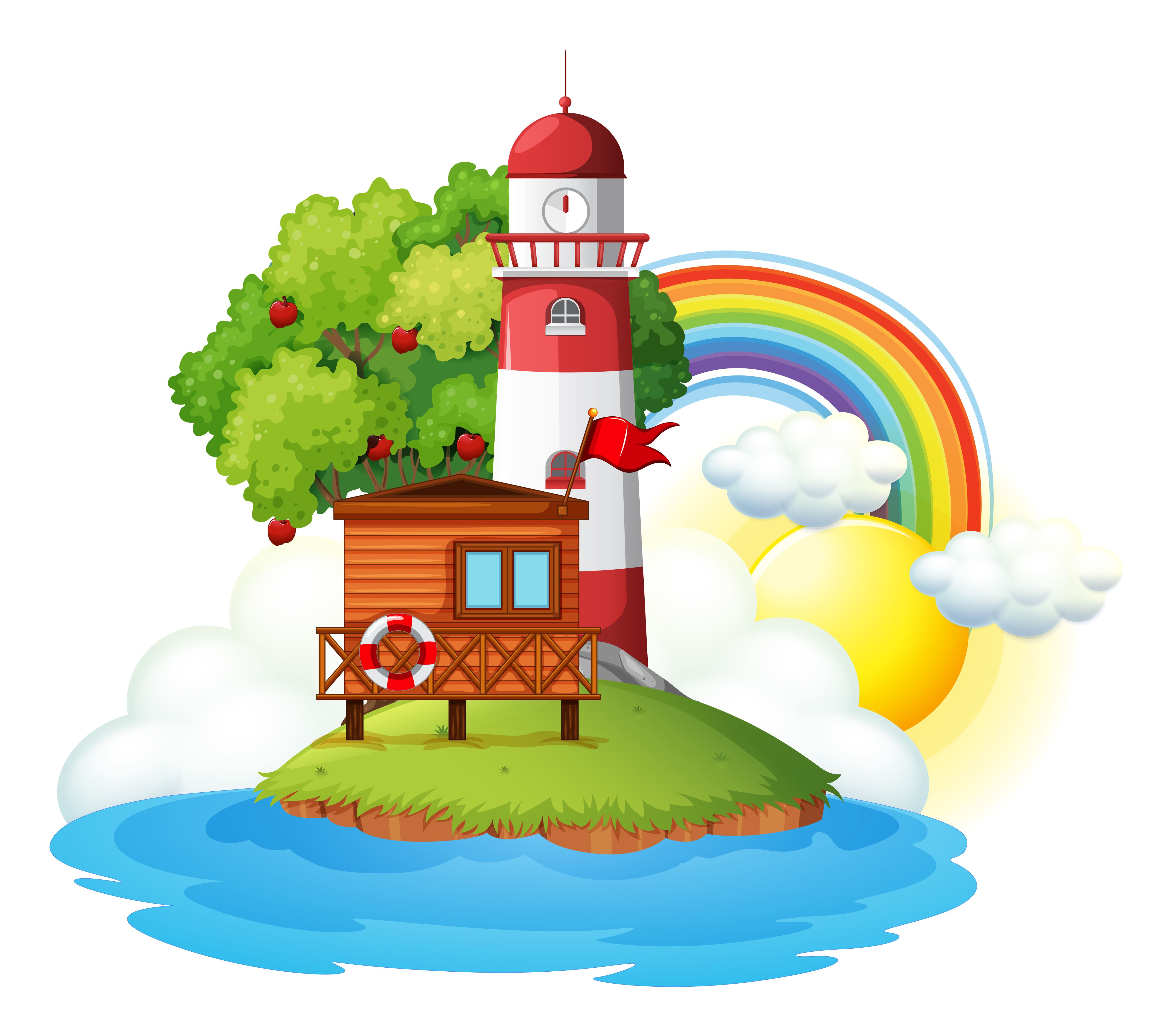 Leuchtturm Auf Einer Schonen Insel Download Kostenlos Vector Clipart Graphics Vektorgrafiken Und Design Vorlagen