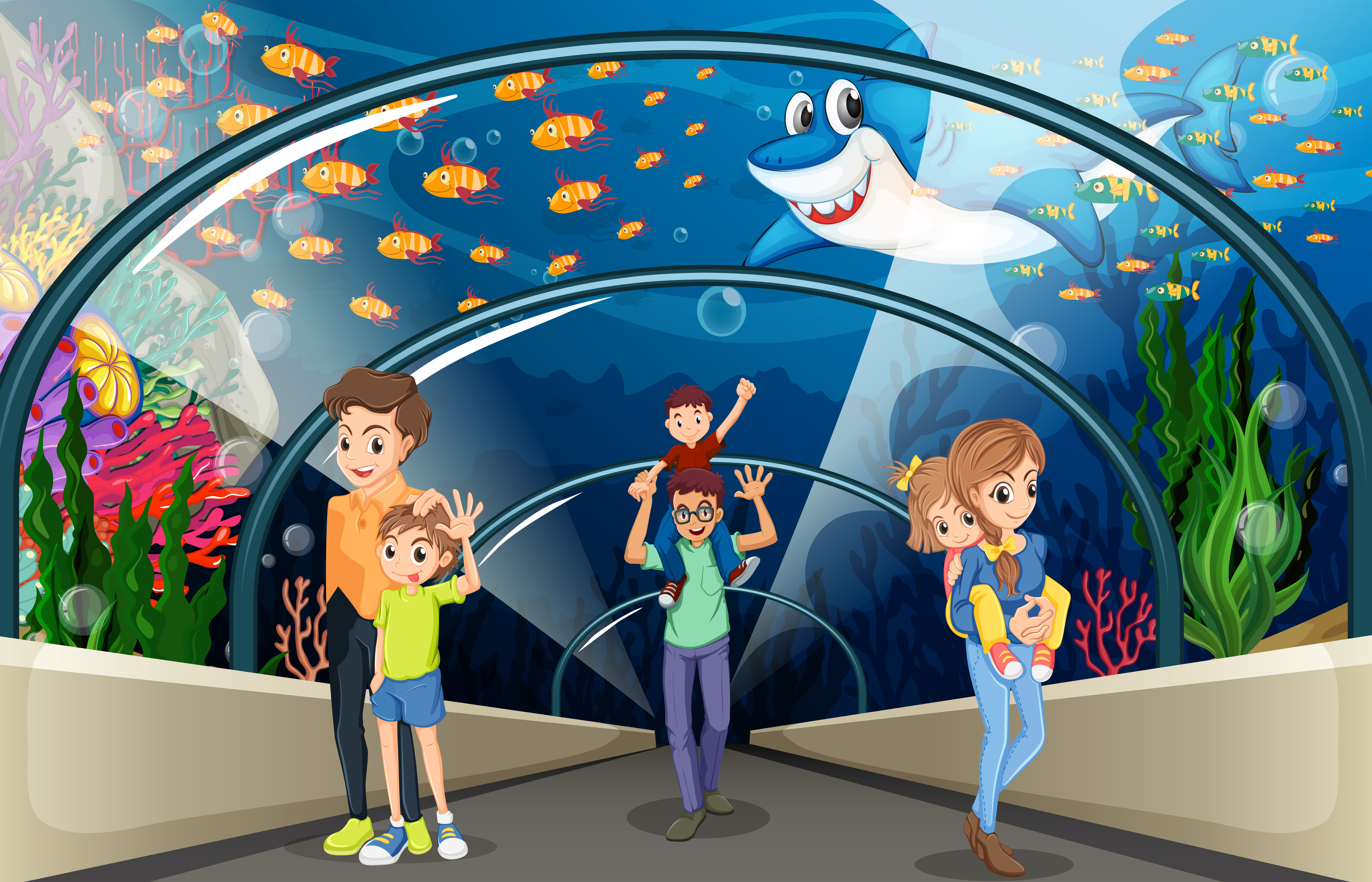 Leute Die Fische Im Aquarium Betrachten Download Kostenlos Vector Clipart Graphics Vektorgrafiken Und Design Vorlagen