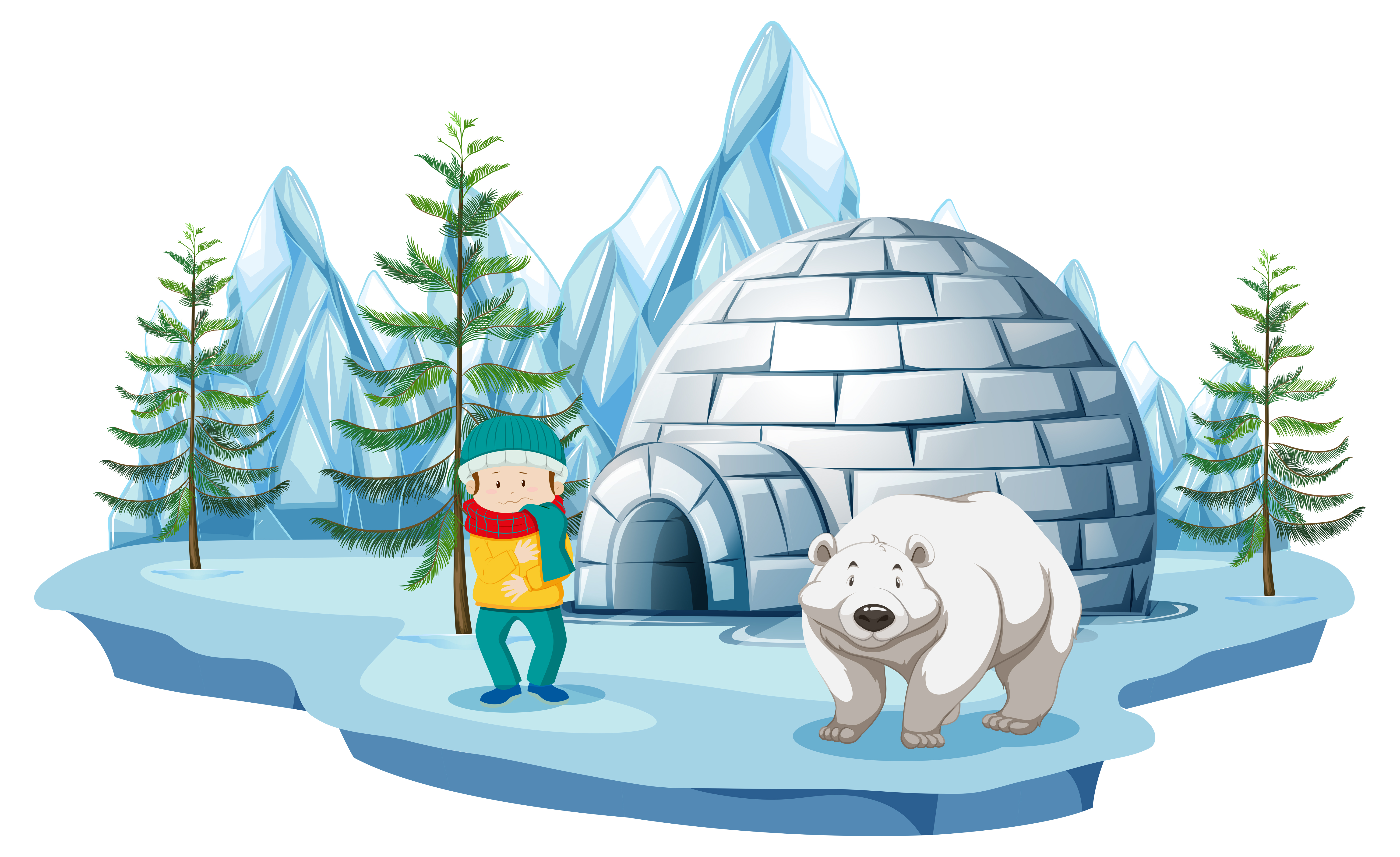 Arktische Szene Mit Jungen Und Eisbar Im Iglu Download Kostenlos Vector Clipart Graphics Vektorgrafiken Und Design Vorlagen