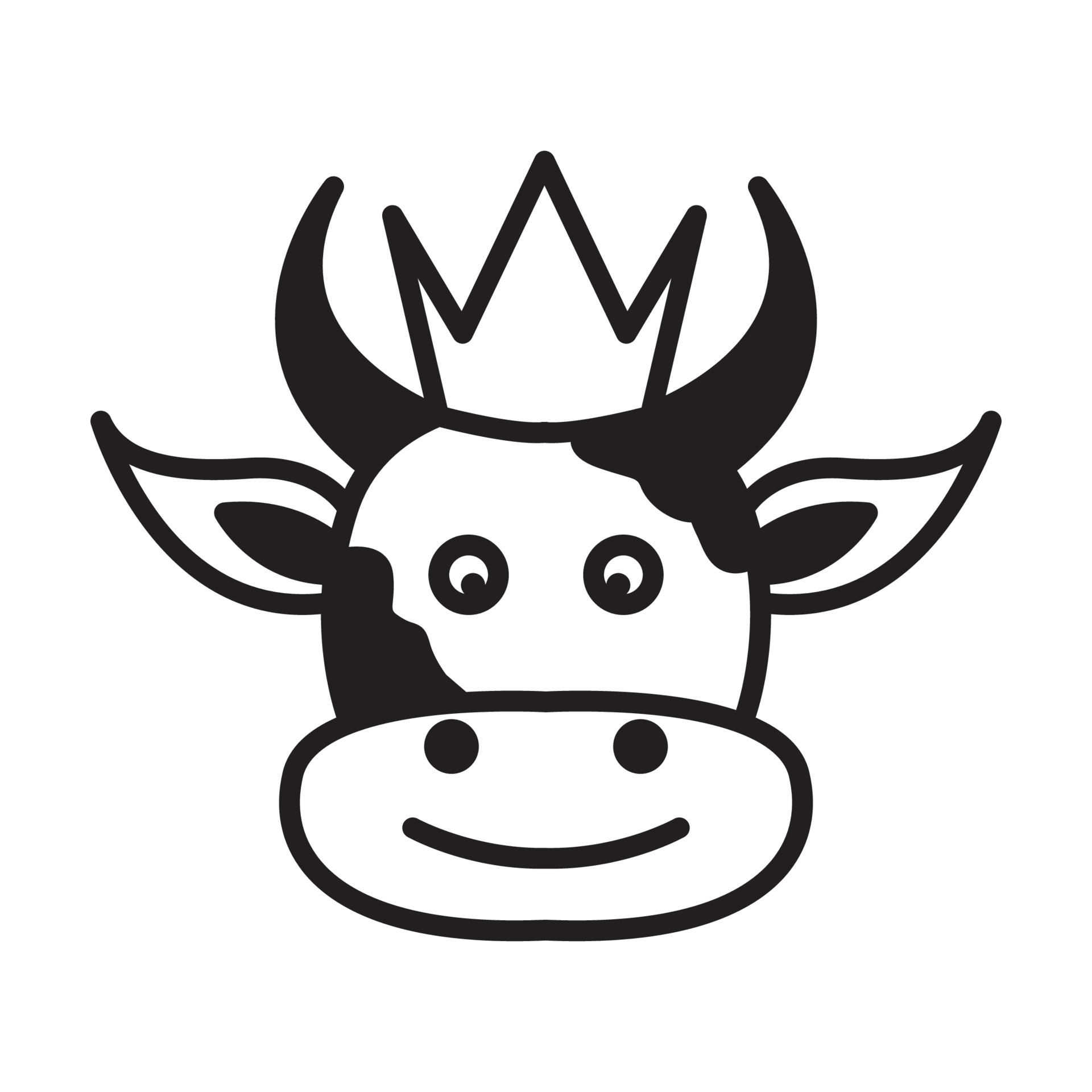 Karikatur süß Kuh Symbol. Vektor Illustration von ein cool schwarz Kuh  Kopf. großartig zum drucken, Aufkleber, Banner oder Emblem. isoliert auf  Weiß 26583505 Vektor Kunst bei Vecteezy