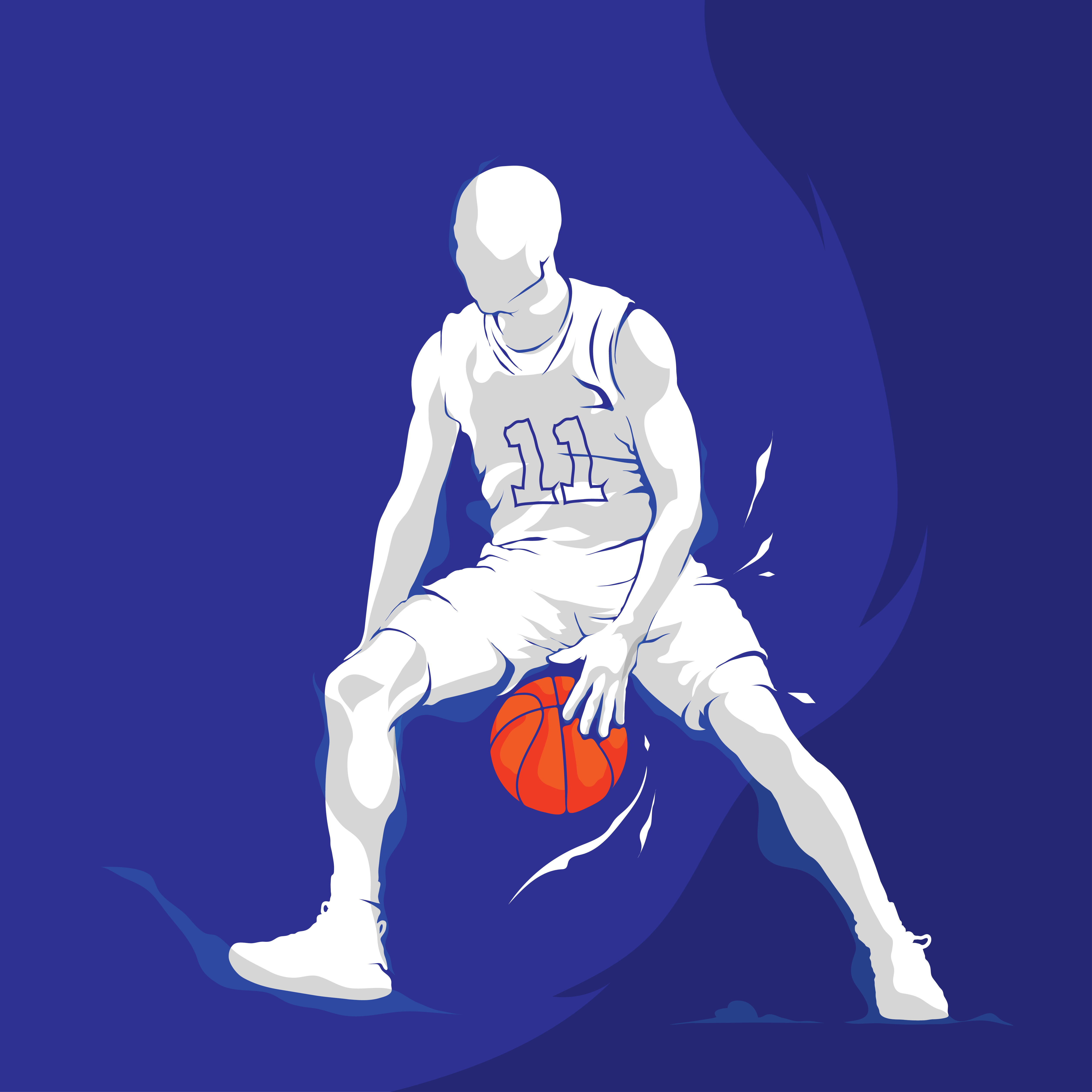 weiße Silhouette Basketball Spieler Splash 628412 Vektor Kunst bei Vecteezy