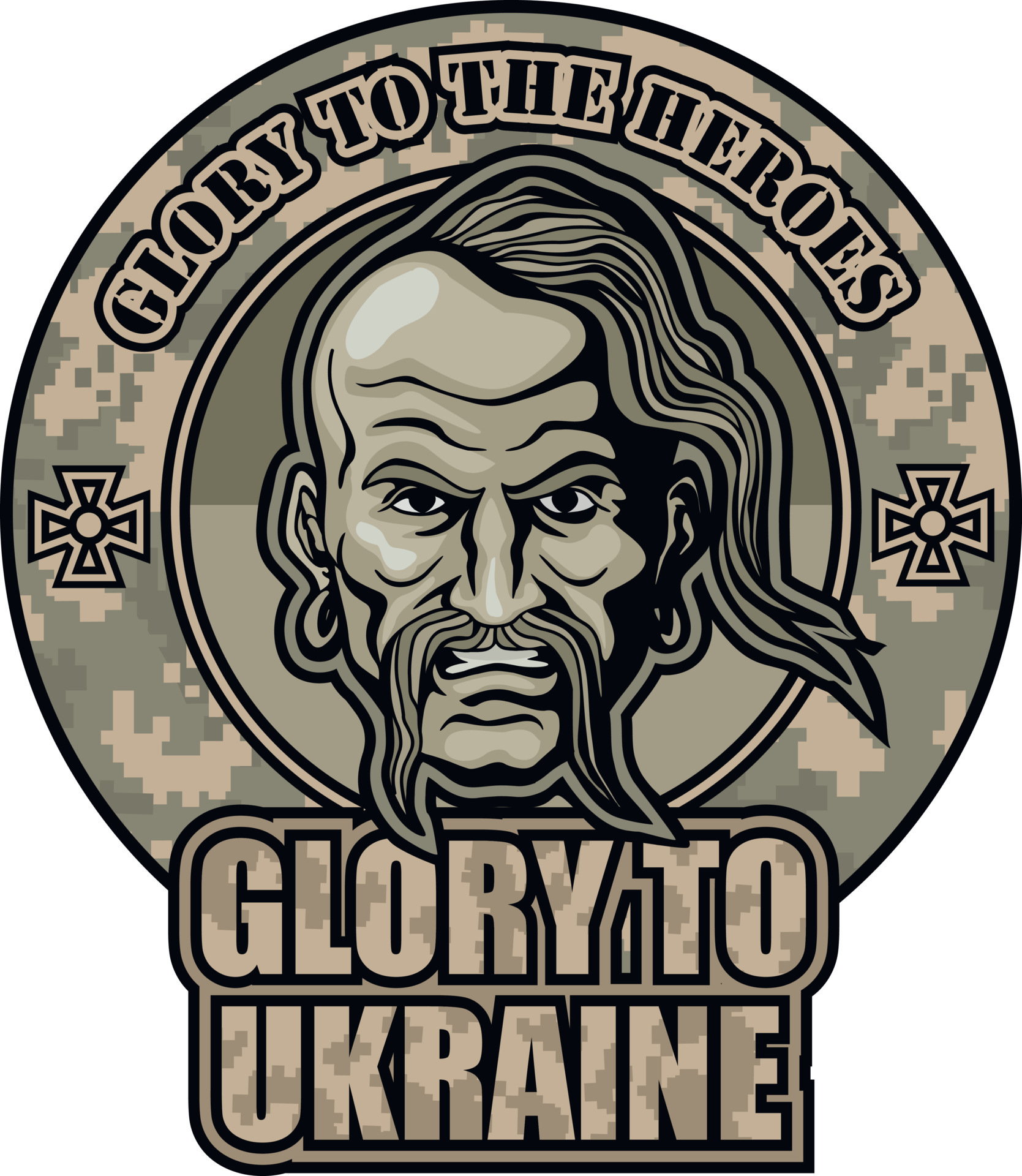 ukrainisches militär, mit ukrainischem kosaken shevron, grunge vintage