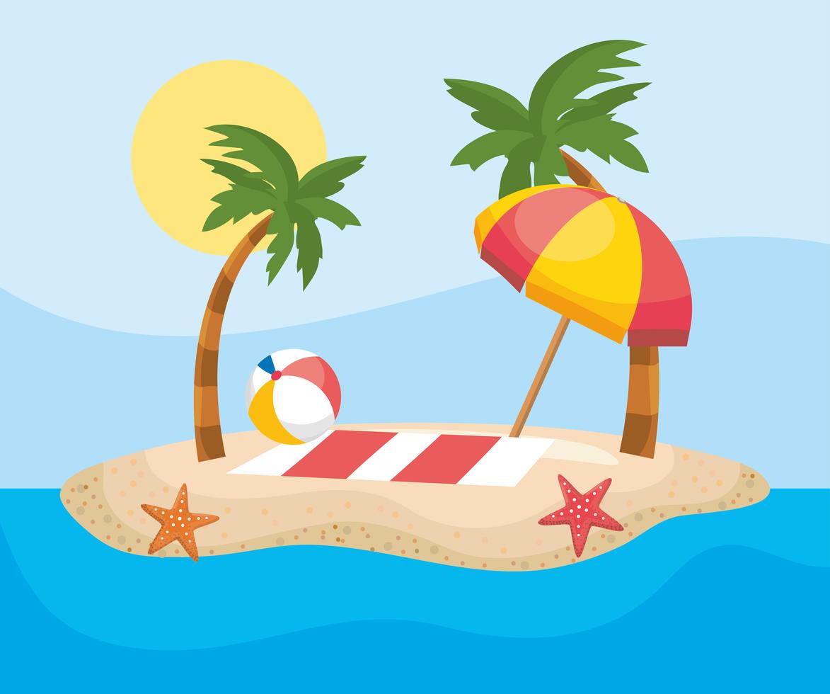 Handtuch Und Sonnenschirm Auf Sand Auf Der Insel Download Kostenlos Vector Clipart Graphics Vektorgrafiken Und Design Vorlagen