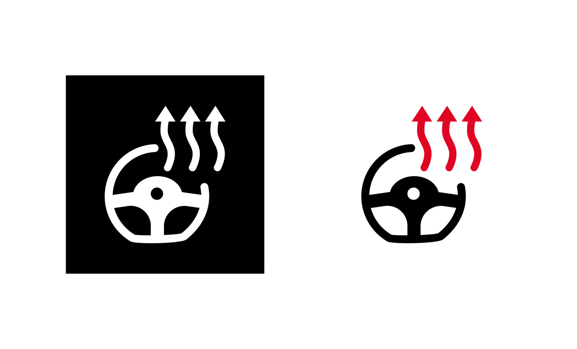 Auto-Lenkrad-Heizung-Schild-Symbol. Symbol für modernes Lenksystem