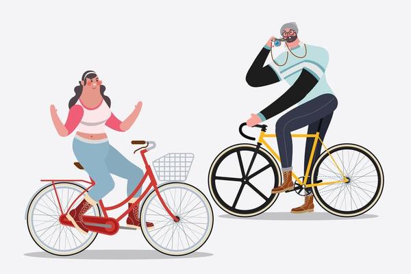 Manner Und Frauen Mit Dem Fahrrad Download Kostenlos Vector Clipart Graphics Vektorgrafiken Und Design Vorlagen