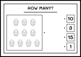 Wie viele Gespenster, Spiel für Kinder. Vektorillustration, druckbares Arbeitsblatt vektor