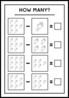 hur många zombiehand, spel för barn. vektor illustration, utskrivbart kalkylblad