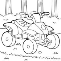 fyrhjuling fordon målarbok för barn vektor