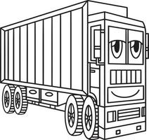 Lastwagen mit Gesicht zum Ausmalen von Fahrzeugen für Kinder vektor