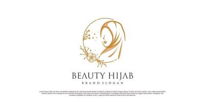 Schönheits-Hijab-Logo-Design mit kreativem, einzigartigem Konzept-Premium-Vektor vektor