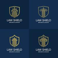 Law Shield Logo-Sammlung mit Premium-Vektor im frischen Stil vektor