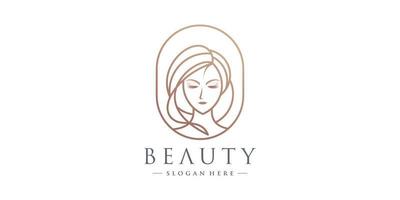 skönhet kvinna logotyp design med unikt och enkelt koncept premium vektor
