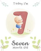 süßer Babybär, Babyparty-Meilensteinkarten 07 Monate alt