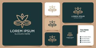 feminines Schönheitsblumen-Logo-Design mit abstraktem Luxusblatt vektor