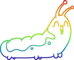 Regenbogen-Gradientenlinie, die lustige Cartoon-Raupe zeichnet vektor