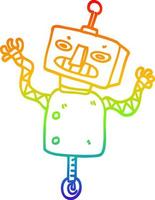 Regenbogen-Gradientenlinie Zeichnung Cartoon-Roboter auf Rad vektor