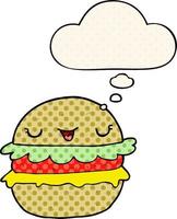 Cartoon-Burger und Gedankenblase im Comic-Stil vektor