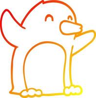 warme Gradientenlinie Zeichnung Cartoon aufgeregter Pinguin vektor