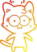 warme Gradientenlinie Zeichnung Cartoon überraschte Katze vektor
