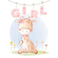 niedliche Giraffen-Baby-Meilensteinkarte vektor