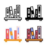 Bücherregal-Icon-Set-Style-Kollektion vektor