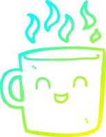 kalte abstufungslinie, die niedlichen kaffeetassen-cartoon zeichnet vektor