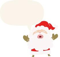 Cartoon-Weihnachtsmann schreit frustriert und Sprechblase im Retro-Stil vektor