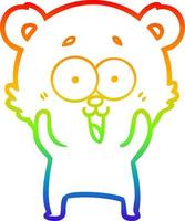 Regenbogen-Gradientenlinie Zeichnung lachender Teddybär-Cartoon vektor
