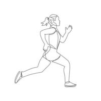 löpande kvinna vektor illustration ritade i linje konst stil