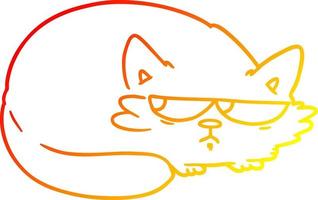 warme Gradientenlinie Zeichnung Cartoon verdächtige Katze vektor