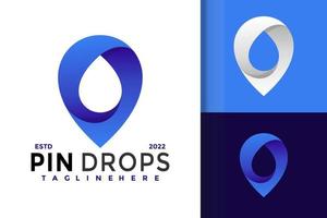 pin mark drop logo design, varumärkesidentitet logotyper vektor, modern logotyp, logo design vektor illustration mall