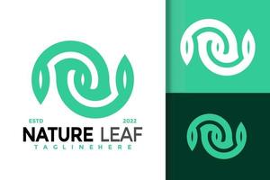 abstrakt bokstav n natur blad logotyp design, varumärkesidentitet logotyper vektor, modern logotyp, logo design vektor illustration mall