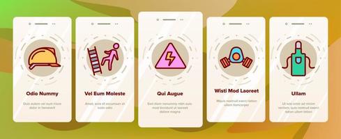 säkerhet arbete element ikoner onboarding set vektor