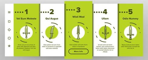Dolch, scharfer Waffenvektor beim Onboarding auf dem Bildschirm der mobilen App vektor
