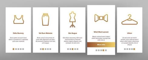 mode och kläder onboarding ikoner som vektor
