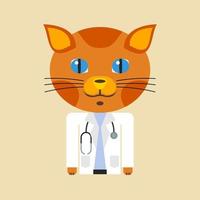 redigerbar vektor av doktor katt karaktär i platt tecknad stil för barn bok illustration om yrke koncept