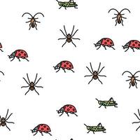insekt, spindel och bugg vilda vektor sömlösa mönster