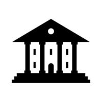 Schwarzes Symbol der Bank oder des Instituts. Gebäude des Theaters, der Bibliothek oder der öffentlichen Einrichtung lokalisiert auf weißem Hintergrund vektor