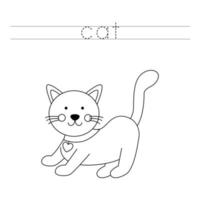 verfolgen Sie die Buchstaben und Farbe Katze. Handschriftübungen für Kinder. vektor