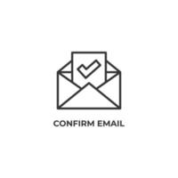 Das Vektorzeichen des Bestätigungs-E-Mail-Symbols ist auf einem weißen Hintergrund isoliert. Symbolfarbe editierbar. vektor