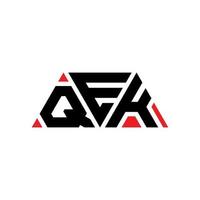 Qek-Dreieck-Buchstaben-Logo-Design mit Dreiecksform. Qek-Dreieck-Logo-Design-Monogramm. Qek-Dreieck-Vektor-Logo-Vorlage mit roter Farbe. qek dreieckiges Logo einfaches, elegantes und luxuriöses Logo. qek vektor