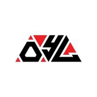 Oyl-Dreieck-Buchstaben-Logo-Design mit Dreiecksform. Oyl-Dreieck-Logo-Design-Monogramm. Oyl-Dreieck-Vektor-Logo-Vorlage mit roter Farbe. oyl dreieckiges Logo einfaches, elegantes und luxuriöses Logo. öl vektor