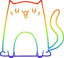 Regenbogen-Gradientenlinie, die lustige Cartoon-Katze zeichnet vektor