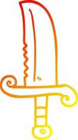 warme Gradientenlinie Zeichnung Cartoon-Schwert mit Juwelen vektor