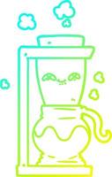 Kalte Gradientenlinie, die glückliche Cartoon-Kaffeekanne zeichnet vektor