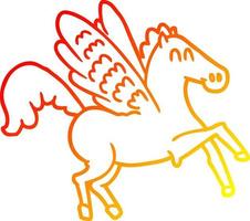 warme Gradientenlinie Zeichnung Cartoon geflügeltes Pferd vektor